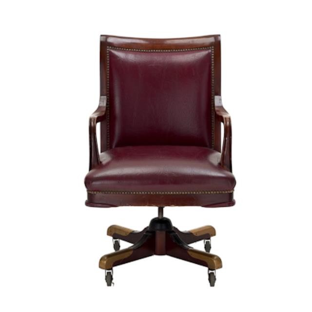 CHAIR-OFFICE-BURG LEATHER-WD A