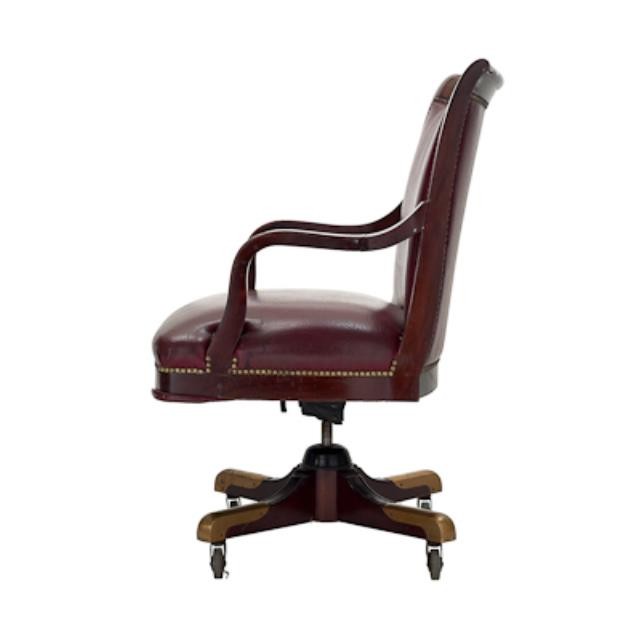 CHAIR-OFFICE-BURG LEATHER-WD A