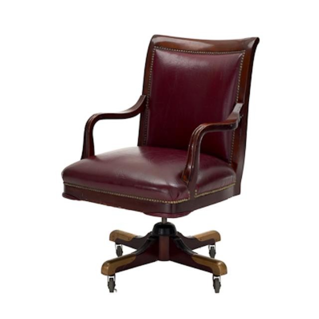 CHAIR-OFFICE-BURG LEATHER-WD A