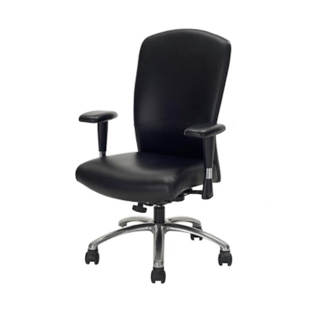 CHAIR-SWIVEL-BLACK LEATHER