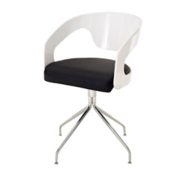 CHAIR-SWIVEL-WHITE-BLACK SEAT