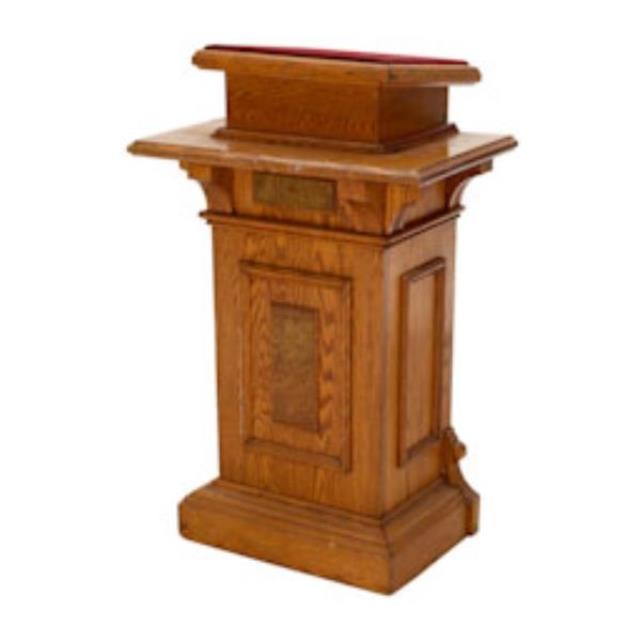 LECTERN-LT Oak-Red Insert @Top