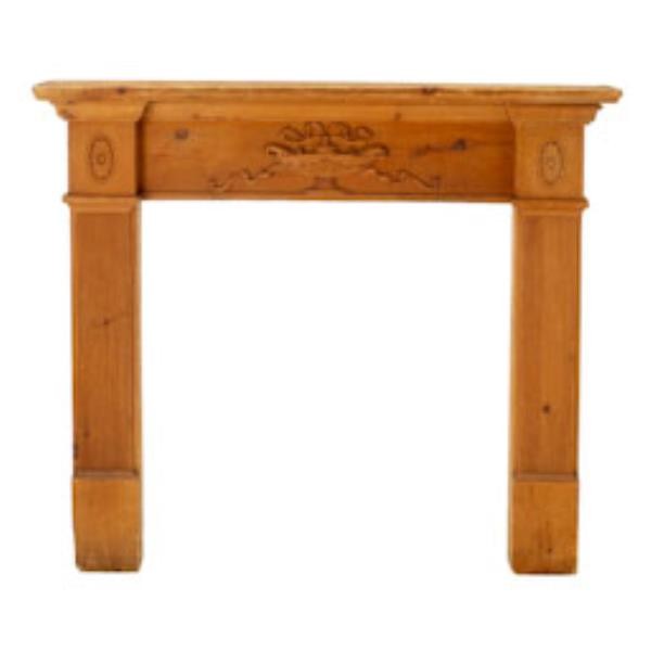 FIREPLACE MANTEL-CARVED PINE