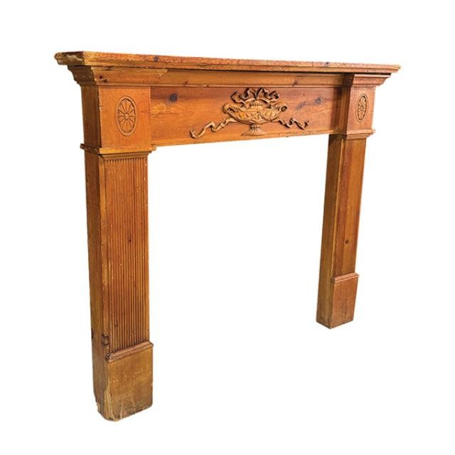 FIREPLACE-MANTEL-CARVED PINE