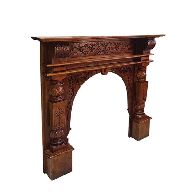 FIREPLACE-MANTEL-CHERRY-60W-INCISED FLOR