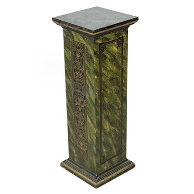 PEDESTAL-Green Marblized/Painted