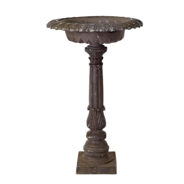 BIRD BATH-Green W/Pedestal Base.