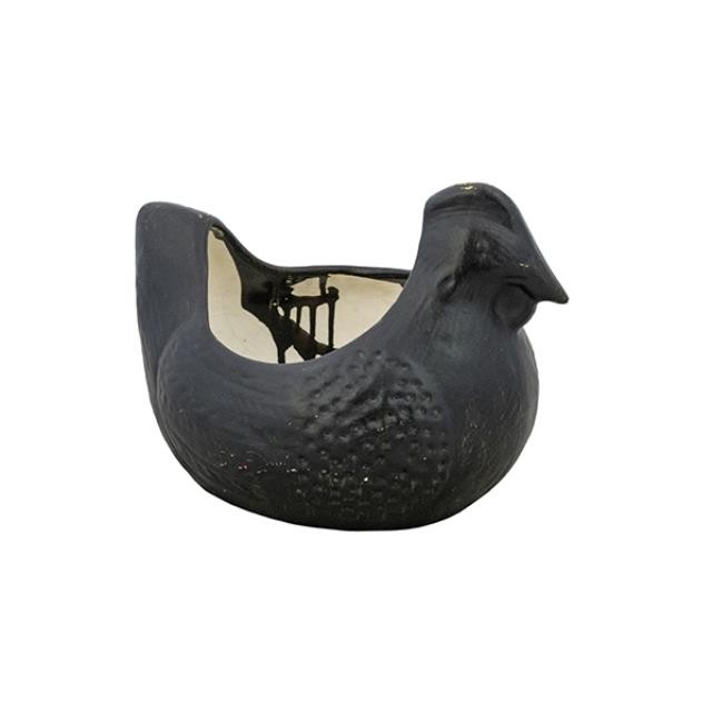 PLANTER-Black Ceramic Hen
