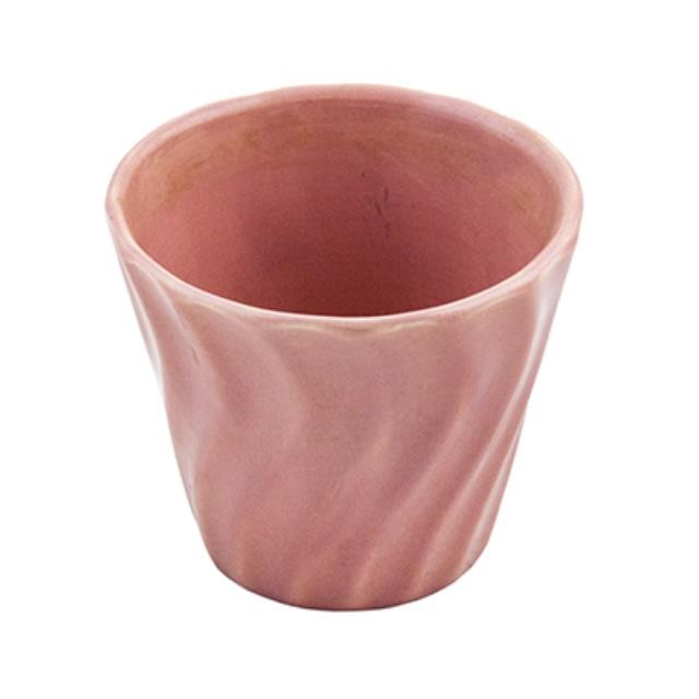 POT-PINK CERAMC-SWIRL RIBBD 4"H