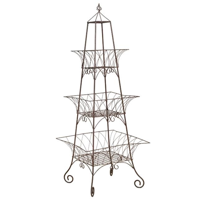 PLANT STAND-80H-3TIER-MTL WIRE