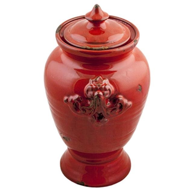 URN-CERAMIC-RED DISTRESSED-11"