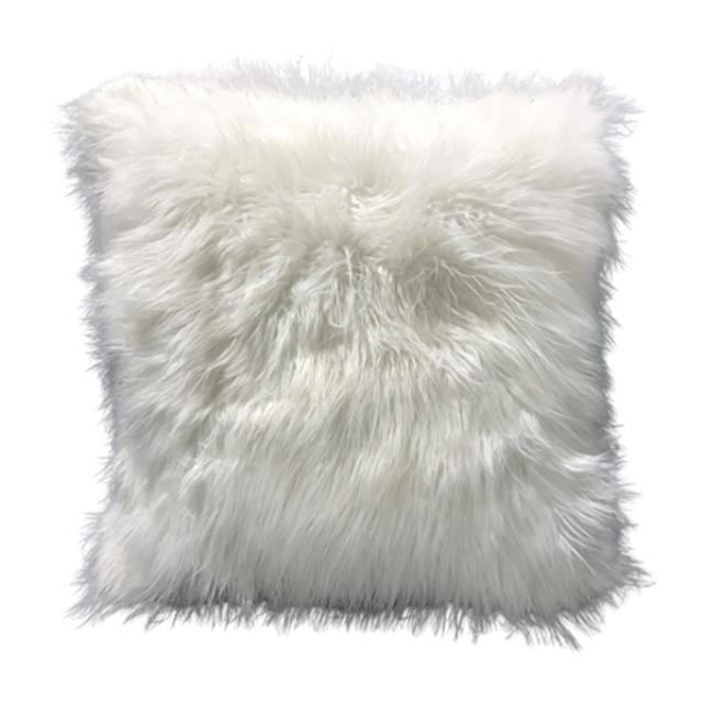 PILLOW-22SQ-WHITE FAUX FUR