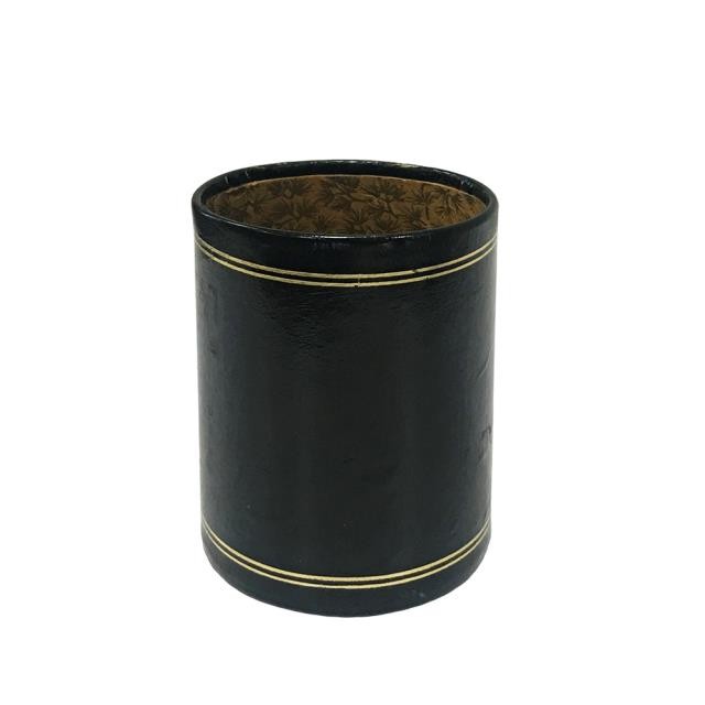 PEN CUP-BLACK W/GOLD LINES