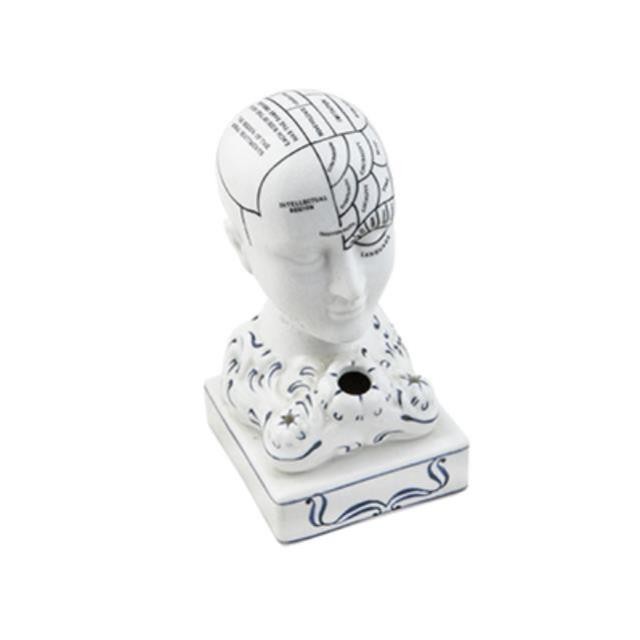 INKWELL-PHRENOLOGY HEAD-WH-CER