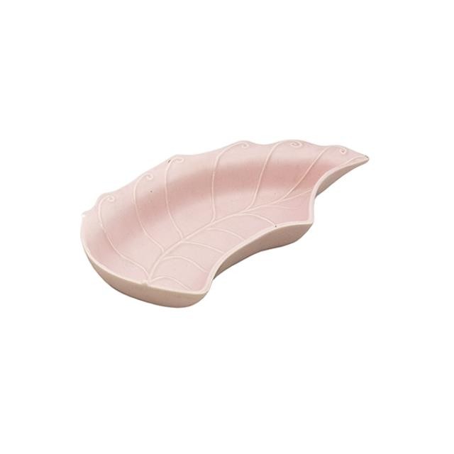 ASHTRAY-PINK CERAMIC LEAF