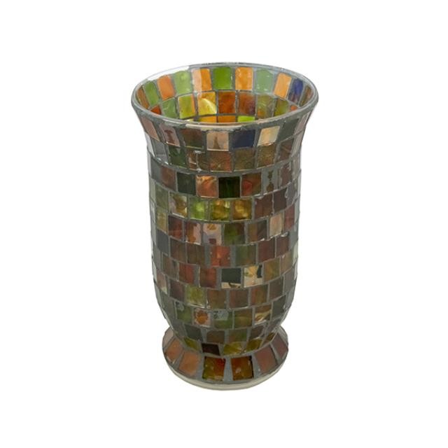 CANDLE HOLDER- Tall Mosaic Shades Amber Glass