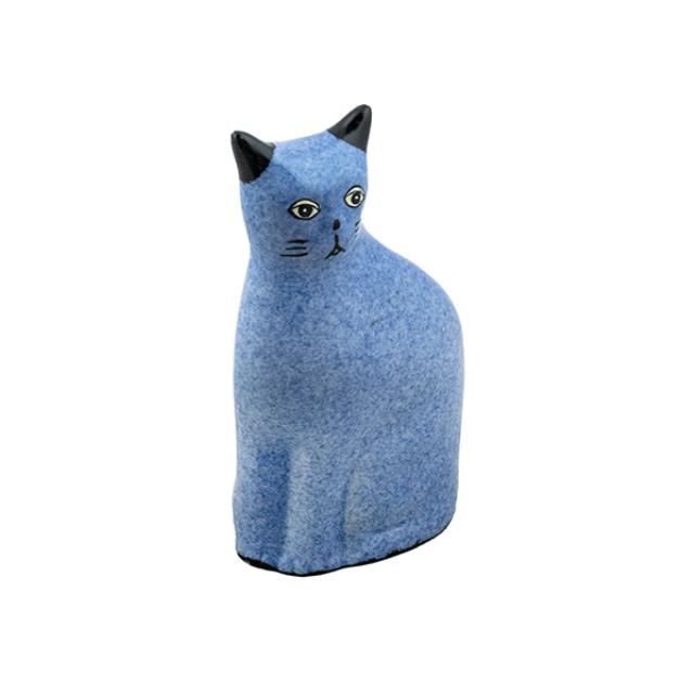 FIGURINE-Blue Speckled Cat W/Black Ears & Whiskers