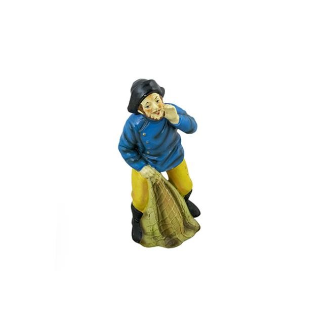 FIGURINE-Bearded Fisherman W/Blue Rain Hat & Jacket