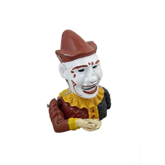 BUST-IRON-White Faced Clown in Red Cap W/Ruffled Collar