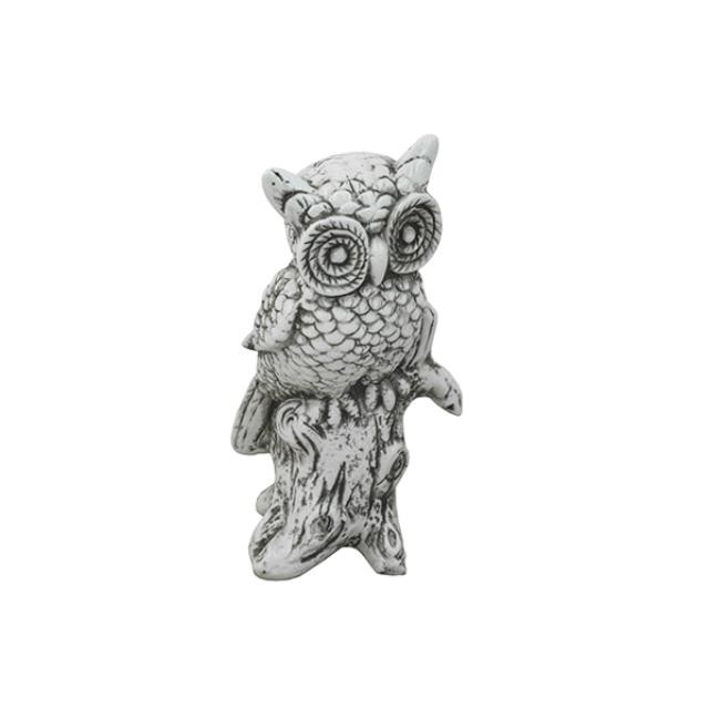 FIGURINE- Ceramic Owl White W/Black Accents