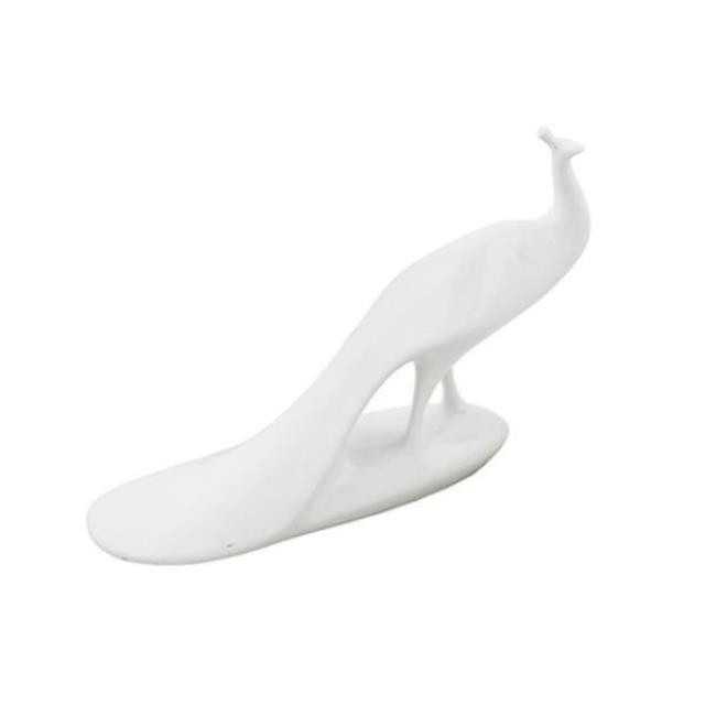 FIGURINE-White Ceramic Peacock