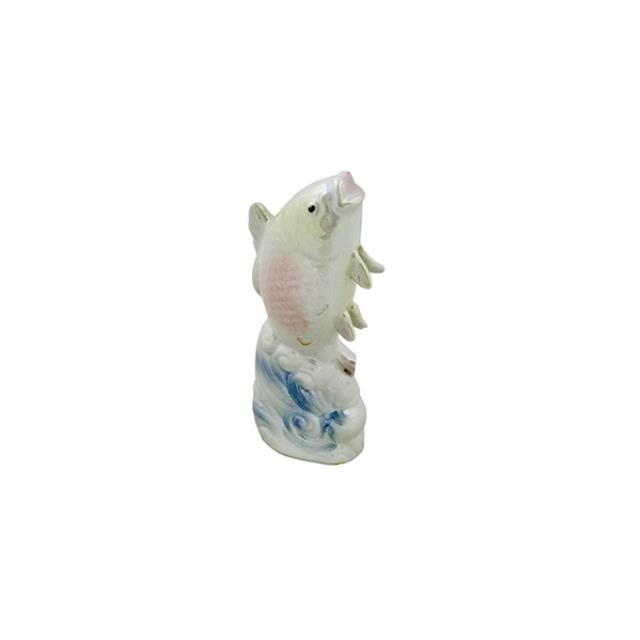 FIGURINE-Ceramic Fish Standing On Wave