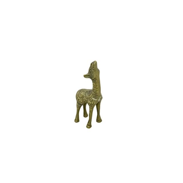 FIGURINE-Baby Brass Giraffe Reaching up to Mama