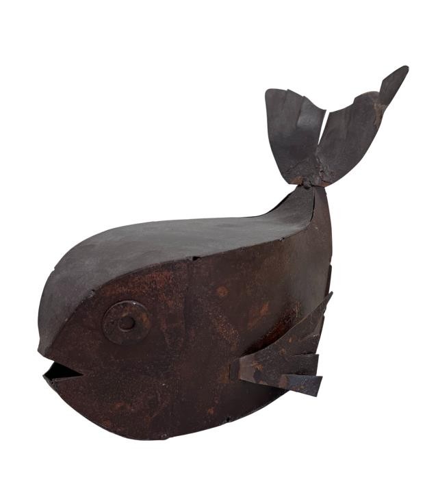 FIGURINE-FISH-RUSTY METAL-HOLL