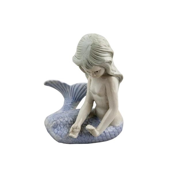 FIGURINE-Sitting Mermaid W/Pale Blue Tail