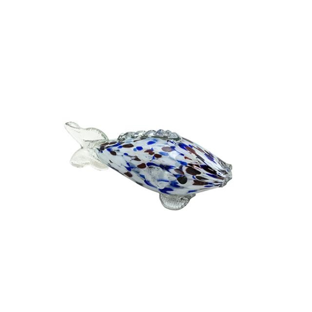 FIGURINE-Blown Glass Fish (Blue,White,Red)