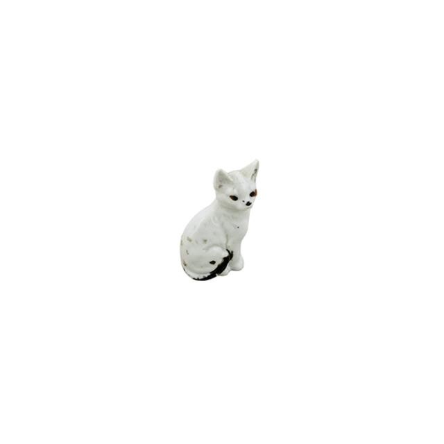 FIGURINE- Ceramic White Cat W/Black Tail