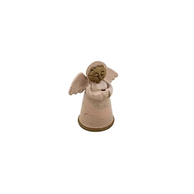 FIGURINE-Pink Glazed Stoneware Cat Angel