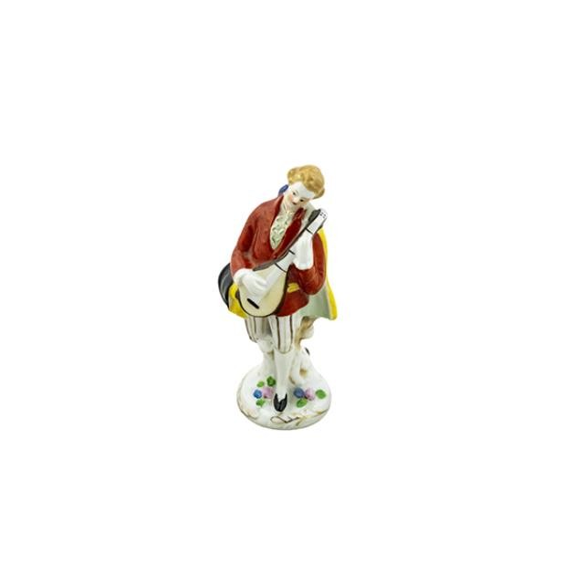 FIGURINE-Porcelain Man in Provencial Dress Playing the Lute