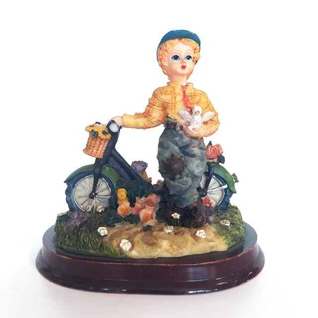 FIGURINE-Porcelain Boy W/Bike