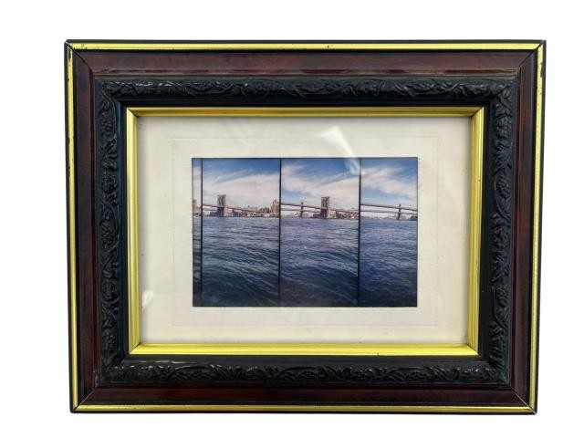 FRAME-BURLED WOOD BKLYN BRIDGE