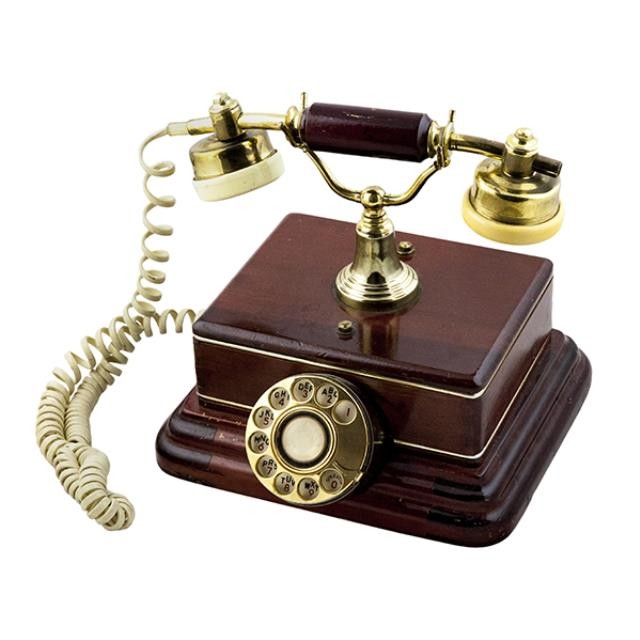 PHONE-ANT WOOD BRASS