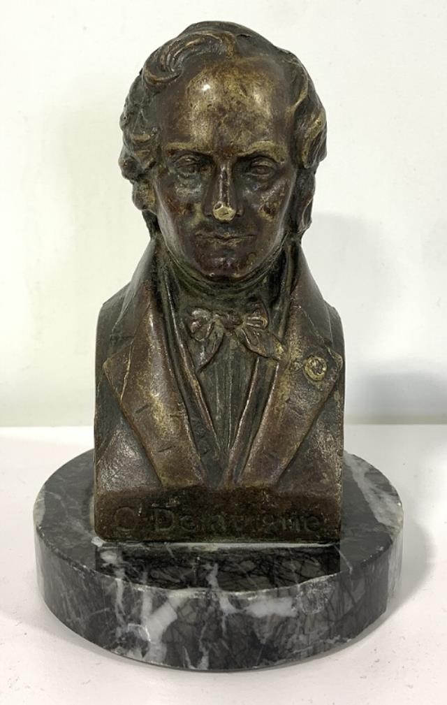 BUST-BRASS,MARBLE-DELAVIGNE