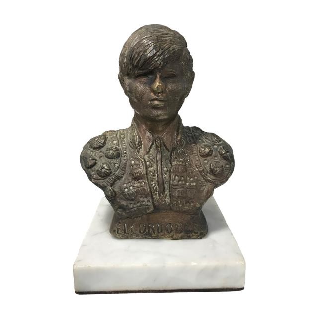 BUST-Bronze "El Cordobes" Spanish Bull Fighter on Marble Base