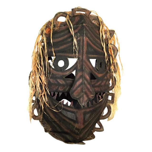 MASK-Large African Hanging W/Orange Hair & Sharp Teeth