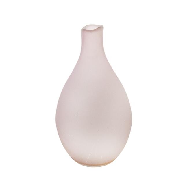 VASE-Frosted Pink Glass Tear Drop