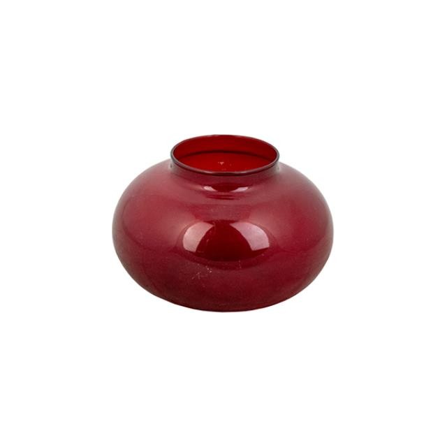 VASE-Round Translucent Red Glass