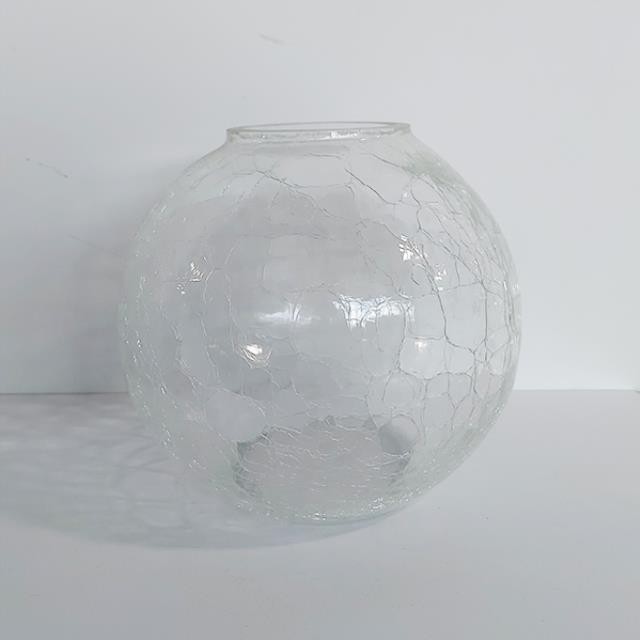 VASE-Clear Crackle Glass Bubble