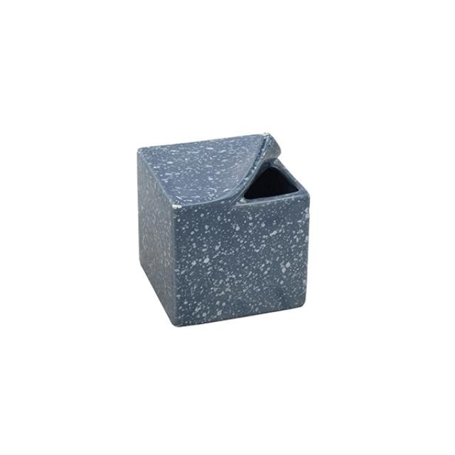 VASE-Blue Cube/Corner Opening/White Speckles