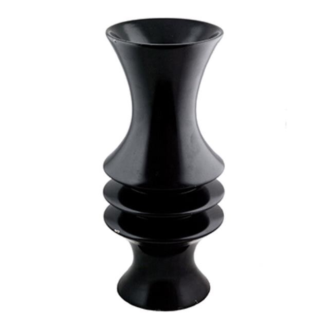 VASE-20-BLK W/ 3 RINGS IN MIDD