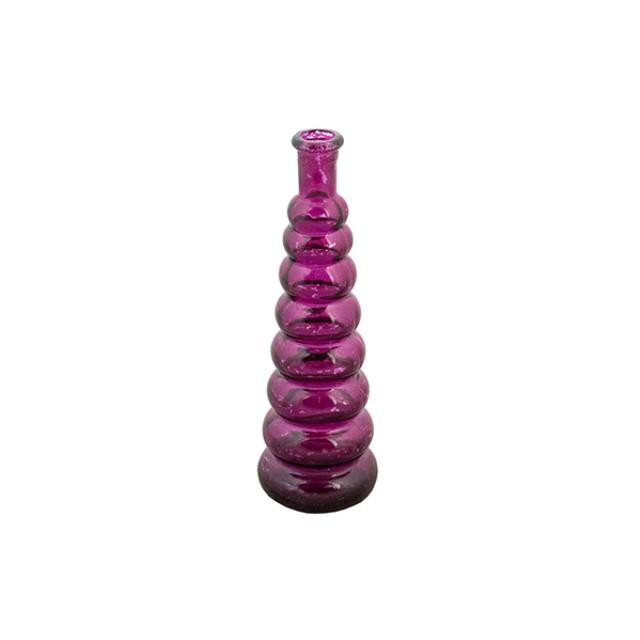 BUD VASE-Purple Glass W/ Vertical Rings