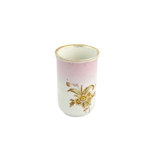 VASE-Cream Color W/Earthtone Colored Floral & Accents of Pink