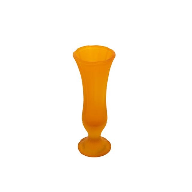 VASE-Frosted Orange Glass W/Ped Base