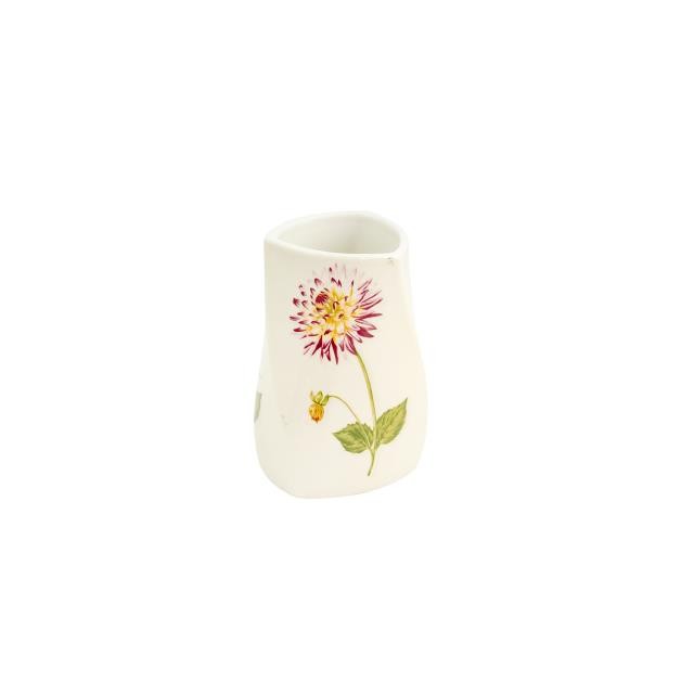 VASE-White W/Clover Blossom & Stem