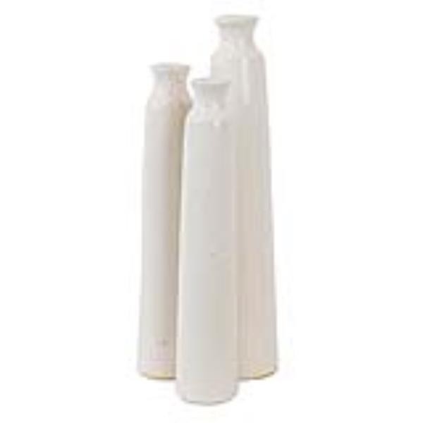 VASE-15"WHITE GLASS-SLANTED MI