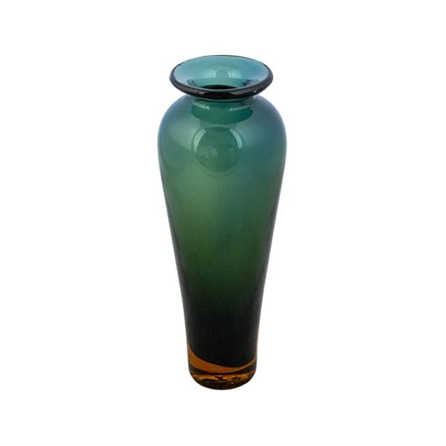 VASE-Tall Dark Green Tear Shape W/Round Lipped Smooth Rim